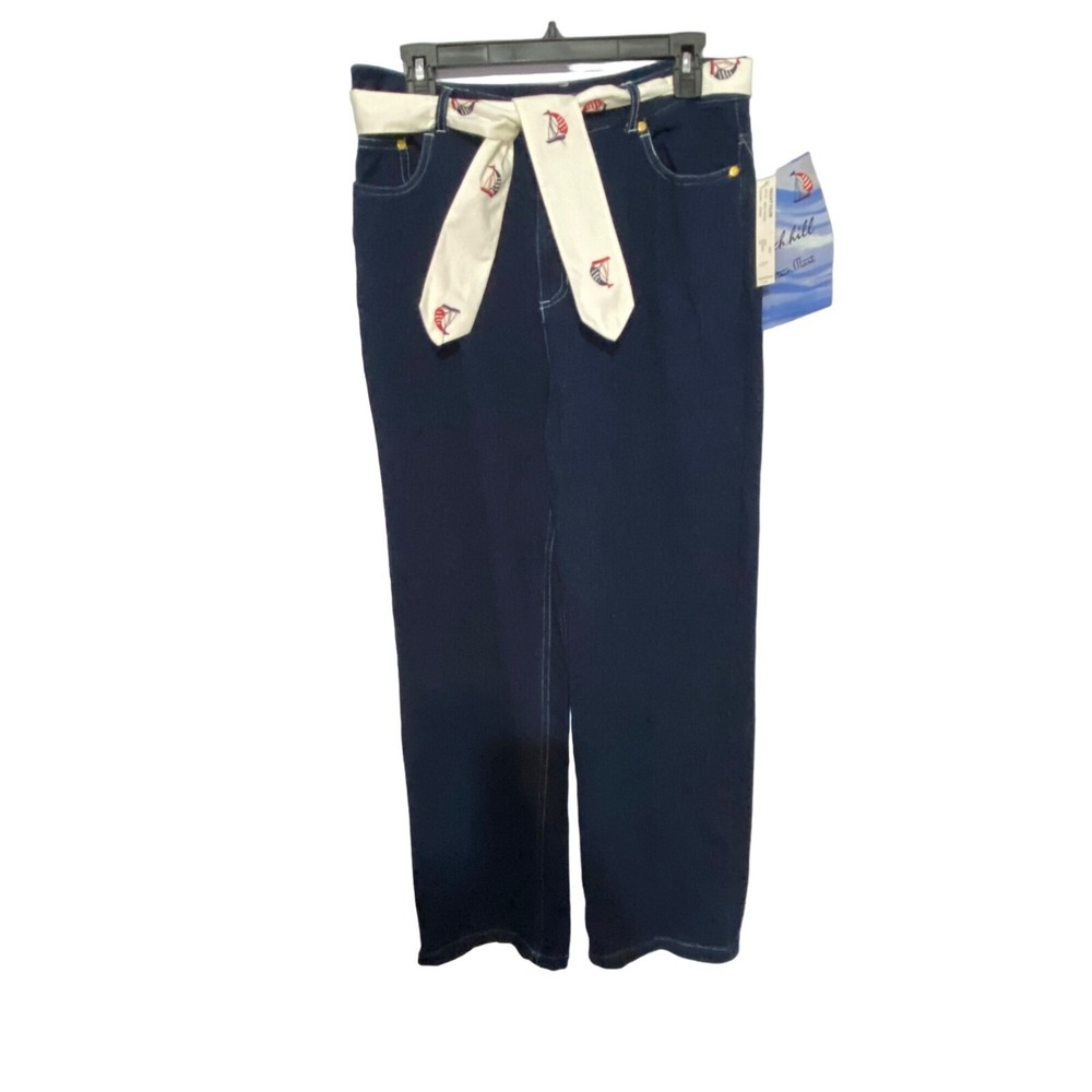 Birch Hill Stretchy Blue Denim Jeans with Nautical Belt Size 8
